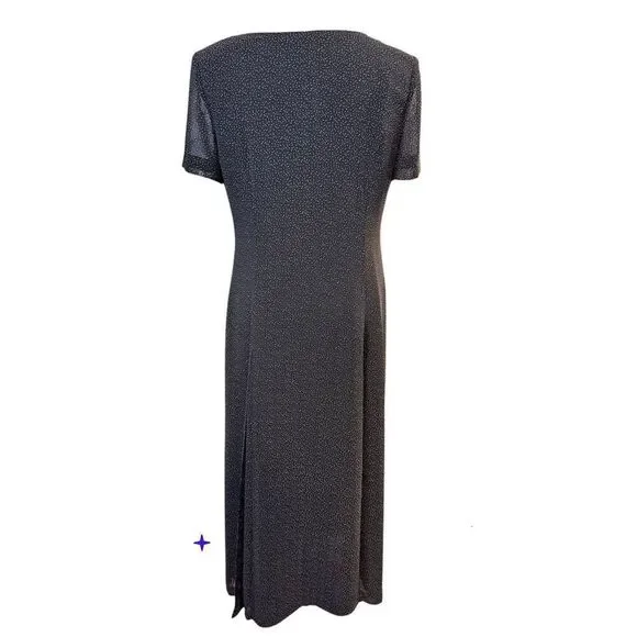 Cynthia Howie Vtg. Maxie Dress Sz. 14 Button Front Flowy Black White Dots - Picture 3 of 7